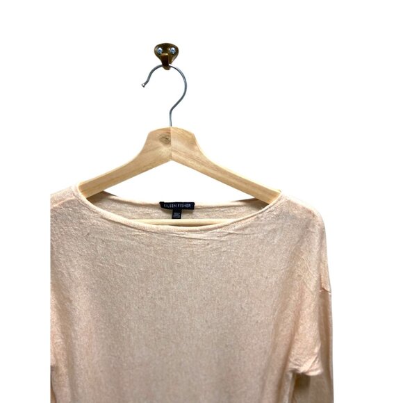 Eileen Fisher Asymmetrical Hem Tencell Wool Blend Sweater Peach Size M Coastal - Picture 7 of 11